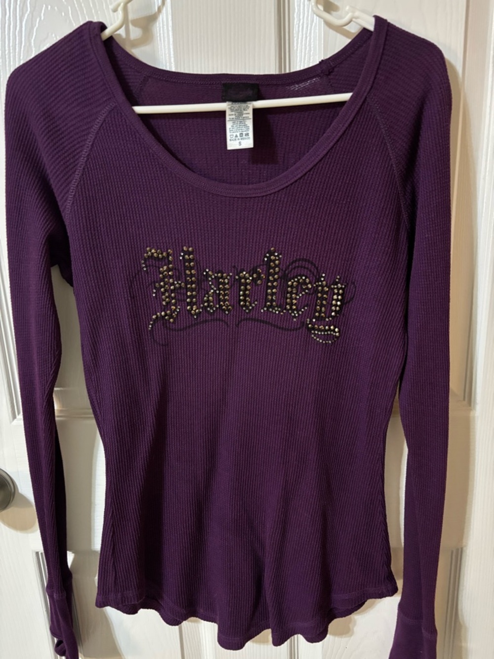 Harley-Davidson Purple Studded Long-Sleeve Thermal Top